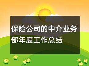 保險公司的中介業(yè)務(wù)部年度工作總結(jié)