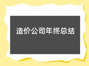 造價(jià)公司年終總結(jié)