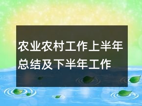 農(nóng)業(yè)農(nóng)村工作上半年總結(jié)及下半年工作計劃