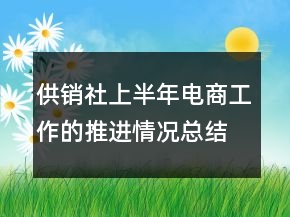 供銷社上半年電商工作的推進(jìn)情況總結(jié)
