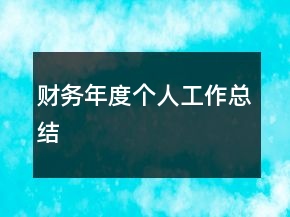 財(cái)務(wù)年度個(gè)人工作總結(jié)