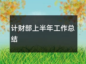 計(jì)財(cái)部上半年工作總結(jié)