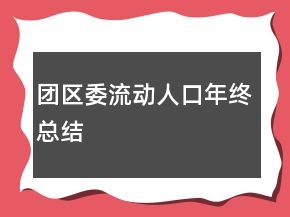 團區(qū)委流動人口年終總結(jié)