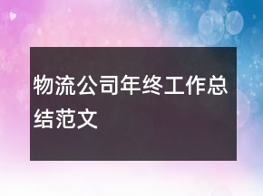 物流公司年終工作總結(jié)范文