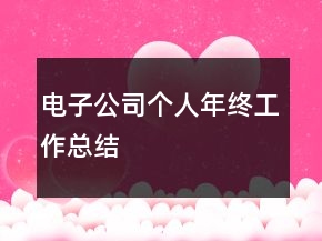 電子公司個人年終工作總結(jié)