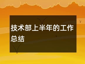 技術(shù)部上半年的工作總結(jié)