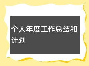 個人年度工作總結(jié)和計劃