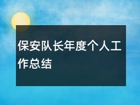 保安隊長年度個人工作總結