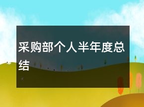 采購(gòu)部個(gè)人半年度總結(jié)
