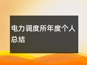 電力調(diào)度所年度個人總結(jié)