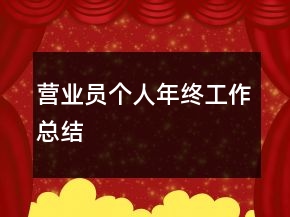 營(yíng)業(yè)員個(gè)人年終工作總結(jié)