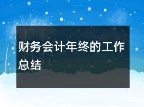 財務會計年終的工作總結
