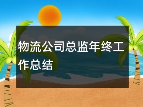 物流公司總監(jiān)年終工作總結(jié)