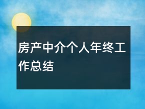 房產(chǎn)中介個(gè)人年終工作總結(jié)