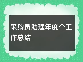 采購員助理年度個(gè)工作總結(jié)