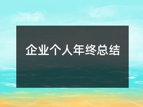 企業(yè)個(gè)人年終總結(jié)