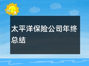 太平洋保險公司年終總結