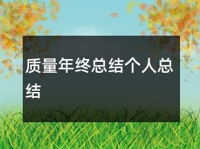 質(zhì)量年終總結(jié)個人總結(jié)