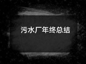 污水廠年終總結