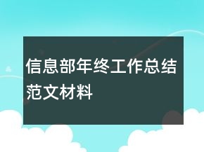 信息部年終工作總結(jié)范文材料