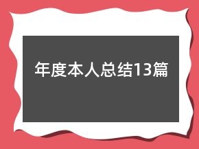 年度本人總結(jié)13篇