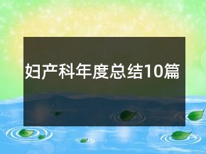 婦產(chǎn)科年度總結(jié)10篇