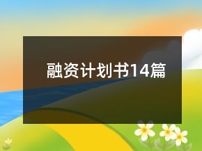 融資計劃書14篇