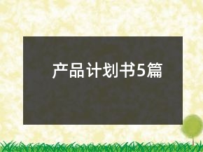 產(chǎn)品計劃書5篇