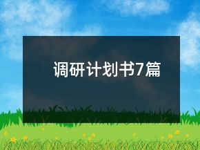 調(diào)研計(jì)劃書(shū)7篇