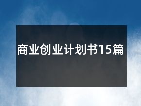 商業(yè)創(chuàng)業(yè)計(jì)劃書(shū)15篇