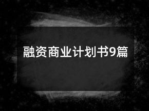 融資商業(yè)計劃書9篇