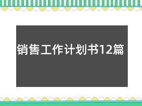 銷售工作計劃書12篇