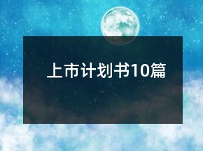 上市計劃書10篇