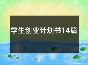 學(xué)生創(chuàng)業(yè)計(jì)劃書(shū)14篇