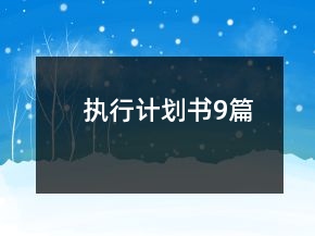 執(zhí)行計劃書9篇