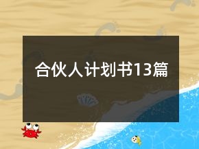 合伙人計劃書13篇