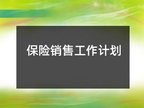 保險(xiǎn)銷售工作計(jì)劃