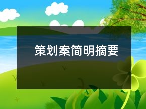 策劃案簡(jiǎn)明摘要