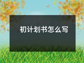 初計(jì)劃書怎么寫