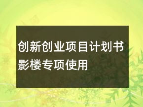 創(chuàng)新創(chuàng)業(yè)項(xiàng)目計(jì)劃書(shū)影樓專(zhuān)項(xiàng)使用