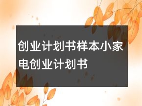 創(chuàng)業(yè)計(jì)劃書樣本小家電創(chuàng)業(yè)計(jì)劃書