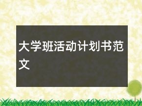 大學(xué)班活動(dòng)計(jì)劃書(shū)范文