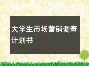 大學生市場營銷調(diào)查計劃書