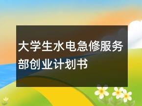 大學(xué)生水電急修服務(wù)部創(chuàng)業(yè)計(jì)劃書(shū)