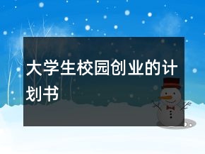 大學生校園創(chuàng)業(yè)的計劃書