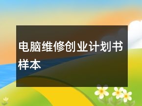 電腦維修創(chuàng)業(yè)計(jì)劃書樣本