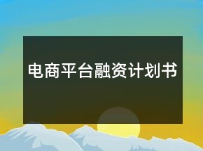 電商平臺(tái)融資計(jì)劃書(shū)