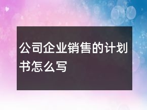 公司企業(yè)銷售的計(jì)劃書怎么寫