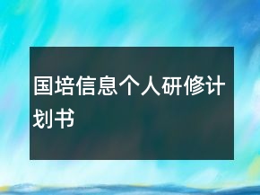 國(guó)培信息個(gè)人研修計(jì)劃書