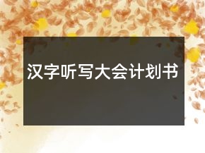 漢字聽寫大會計(jì)劃書
